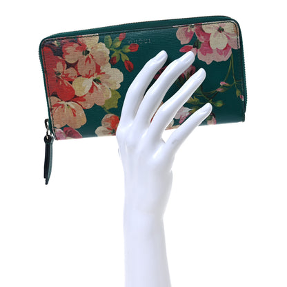 Gucci Calfskin Blooms Print Zip Around Wallet Bright Emerald Multicolor 2 of 16