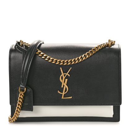Saint Laurent Calfskin Bi-Color Medium Monogram Sunset Black Pearl White 1 of 9