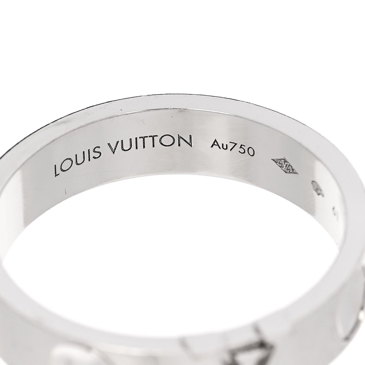 Louis Vuitton 18K White Gold Empreinte LV Ring 61 9.75 4 of 5