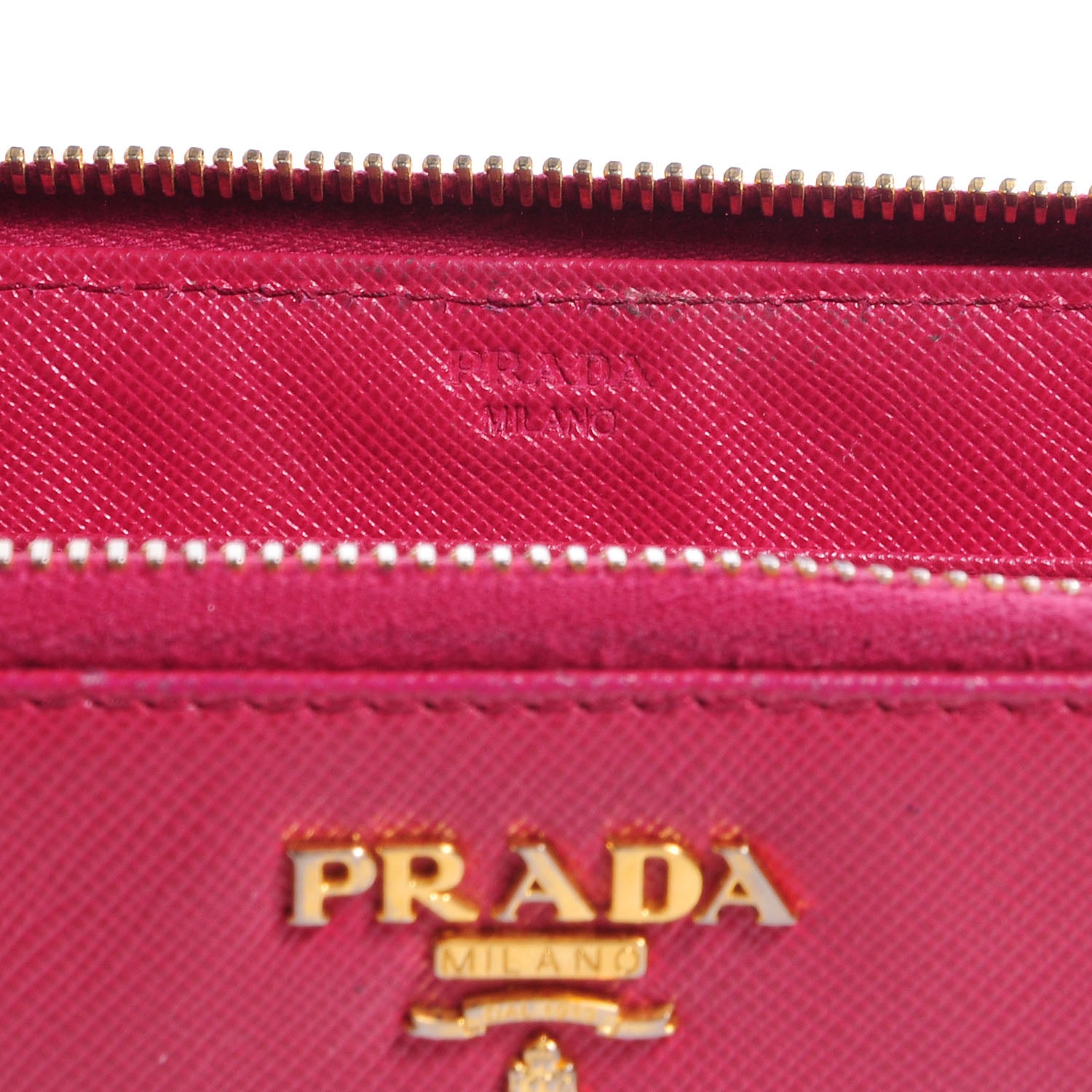 Prada Saffiano Metal Zip Around Wallet Ibisco 6 of 8