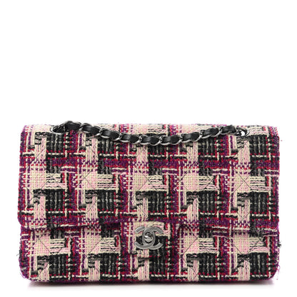 Chanel Tweed Quilted Medium Double Flap Pink Black 1 of 11