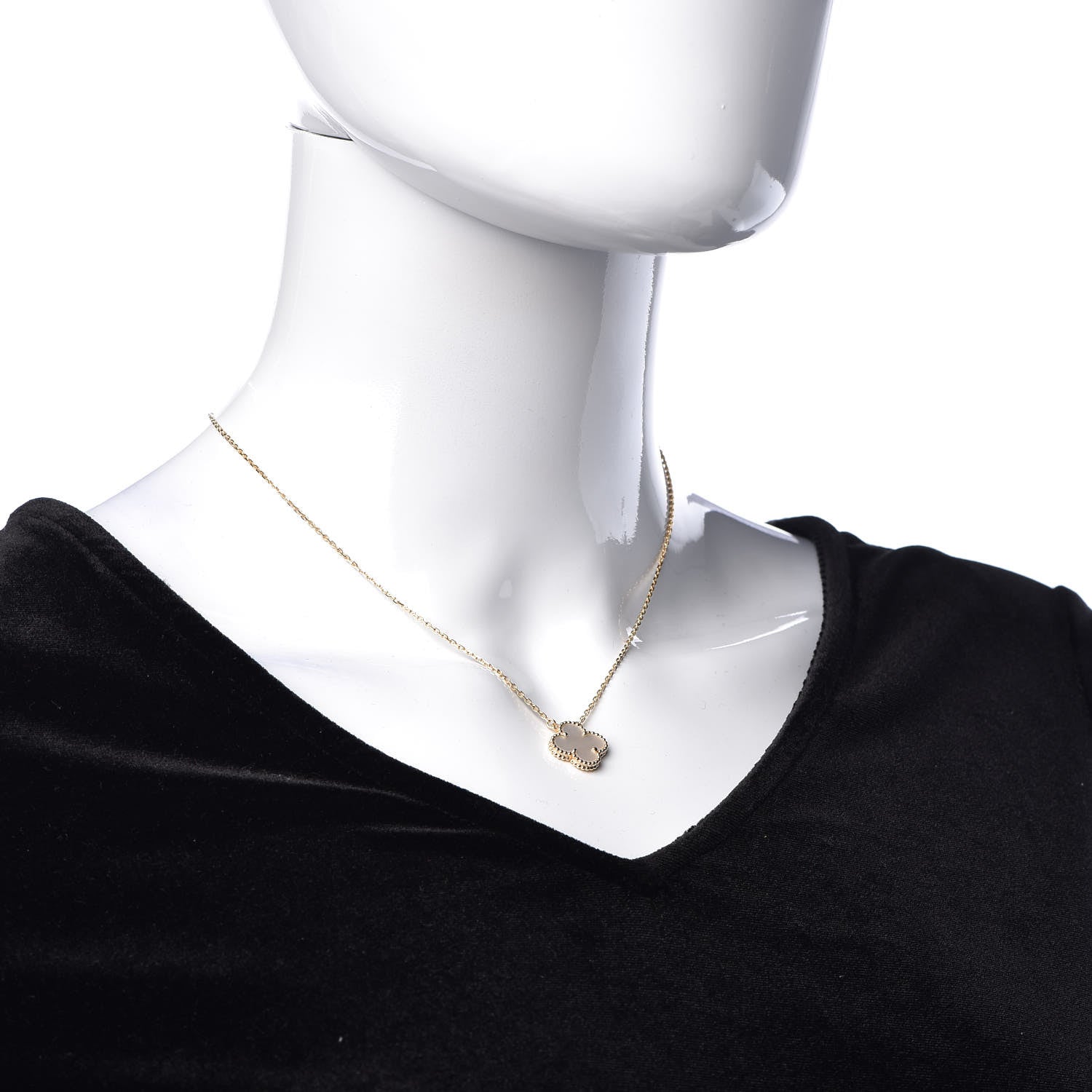 Van Cleef & Arpels 18K Yellow Gold Mother of Pearl Vintage Alhambra Pendant Necklace 2 of 8