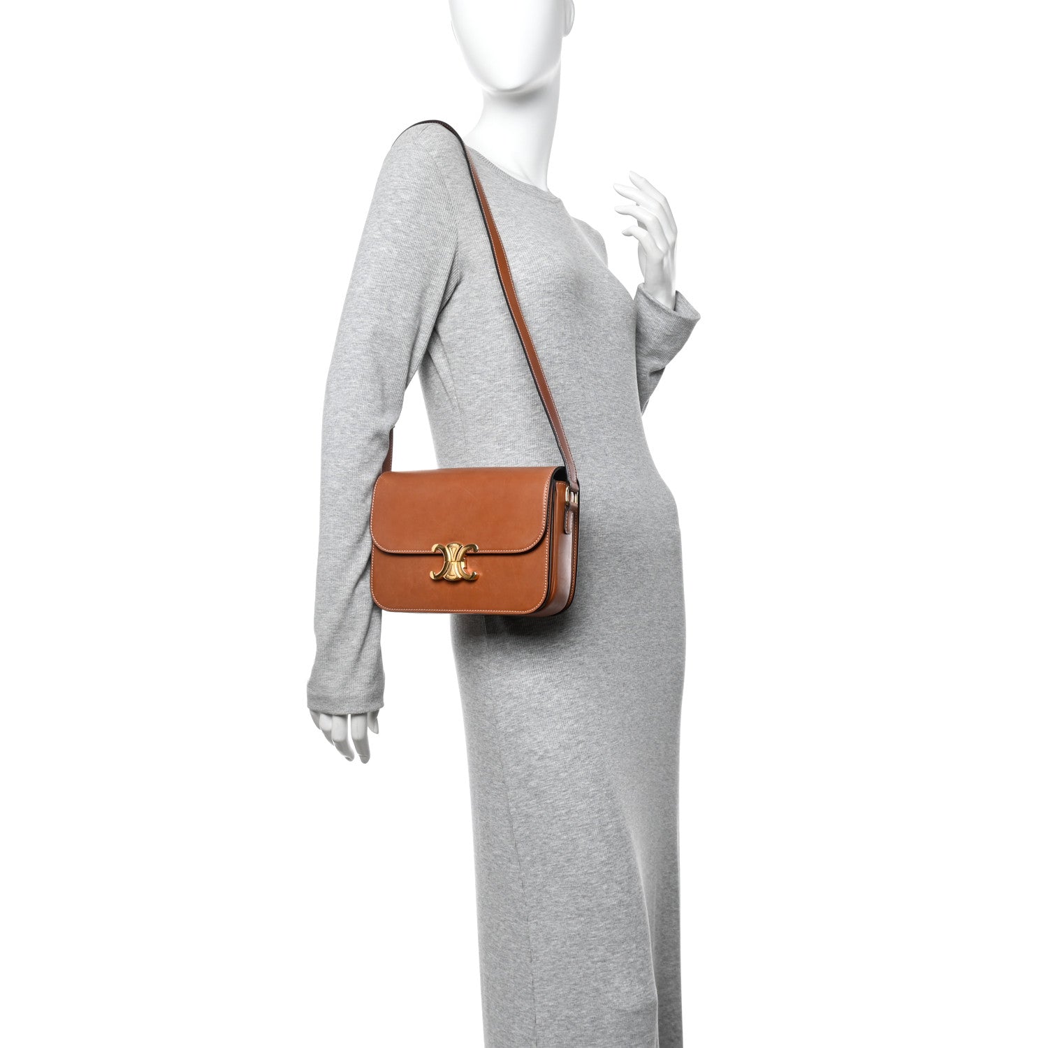 Celine Natural Calfskin Medium Triomphe Tan 2 of 15