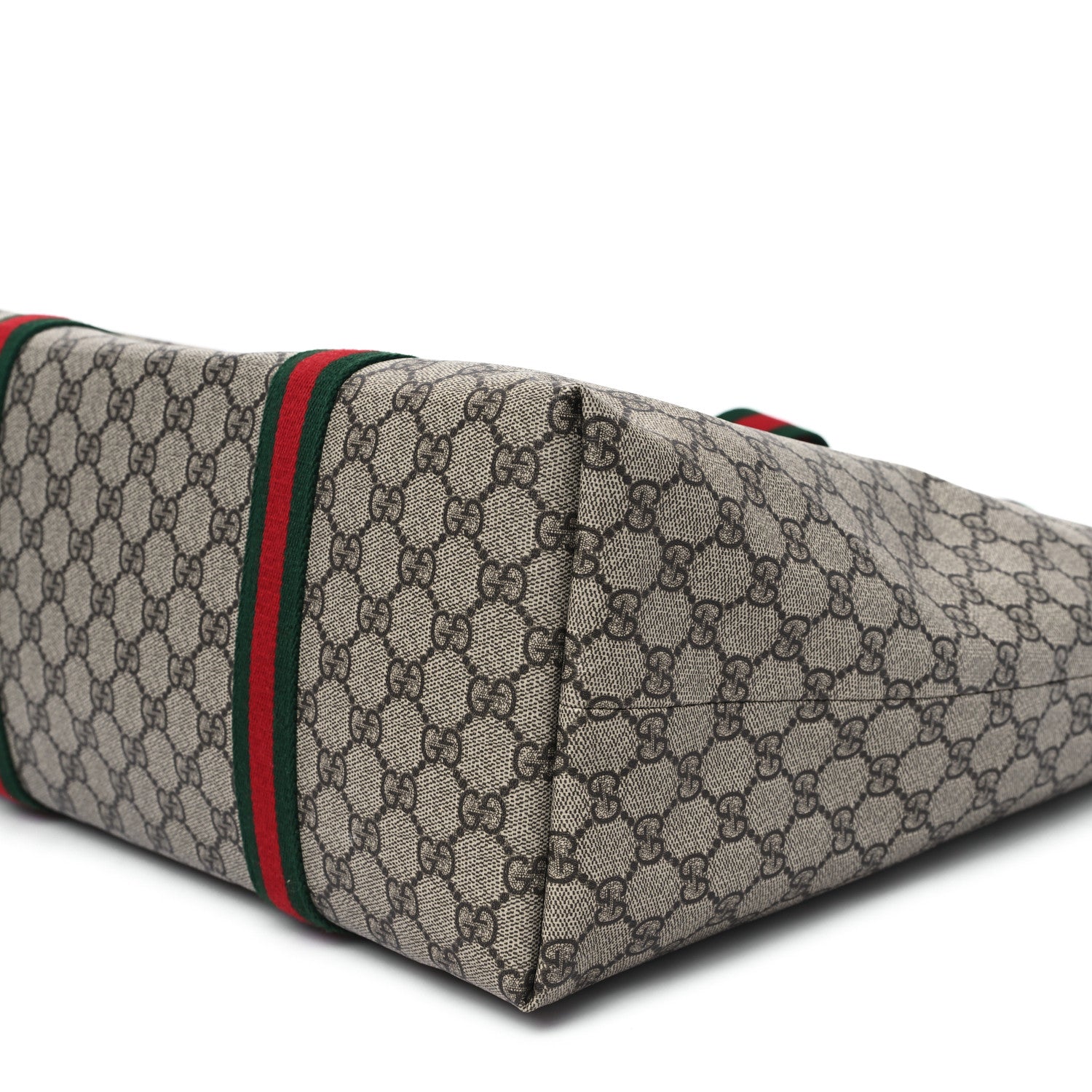 Gucci Tender GG Supreme Monogram Textured Dollar Calfskin Web Tote Beige Ebony New Acero 10 of 11