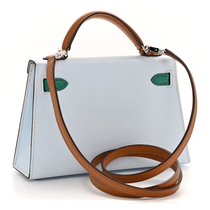 Hermes Epsom Mini Kelly Sellier 20 Bleu Brume Vert Jade Gold 3 of 13