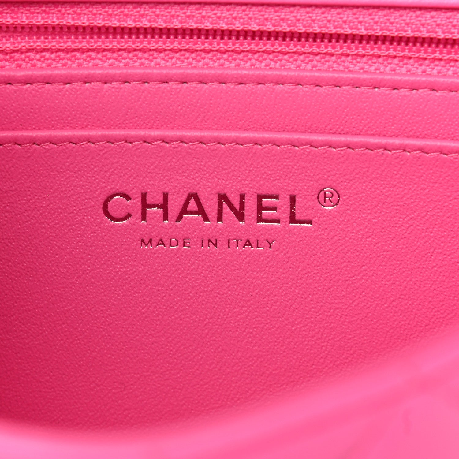 Chanel Lambskin Quilted Mini Rectangular Flap Neon Pink 6 of 10