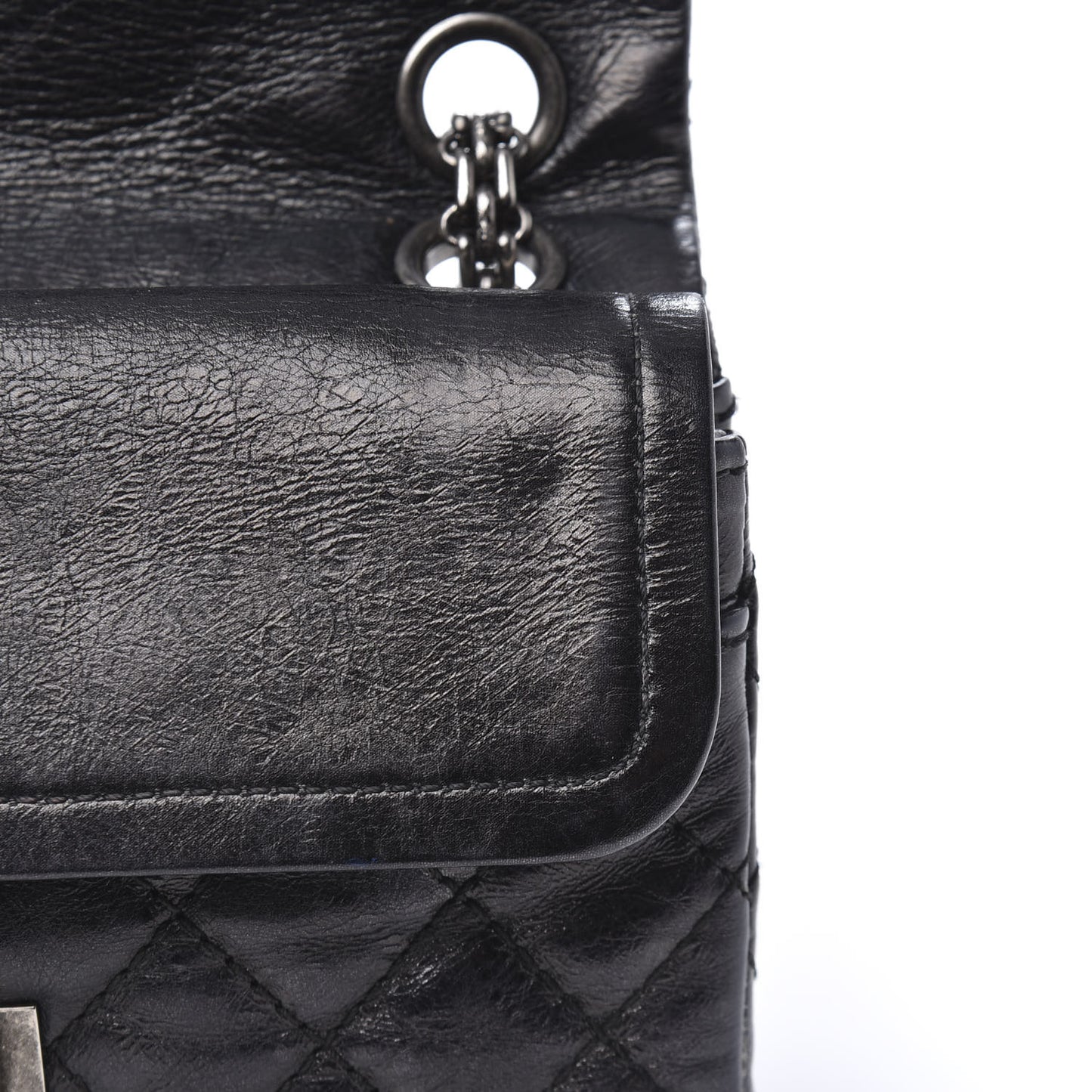 Iridescent Calfskin Quilted 2.55 Reissue 224 Flap Black