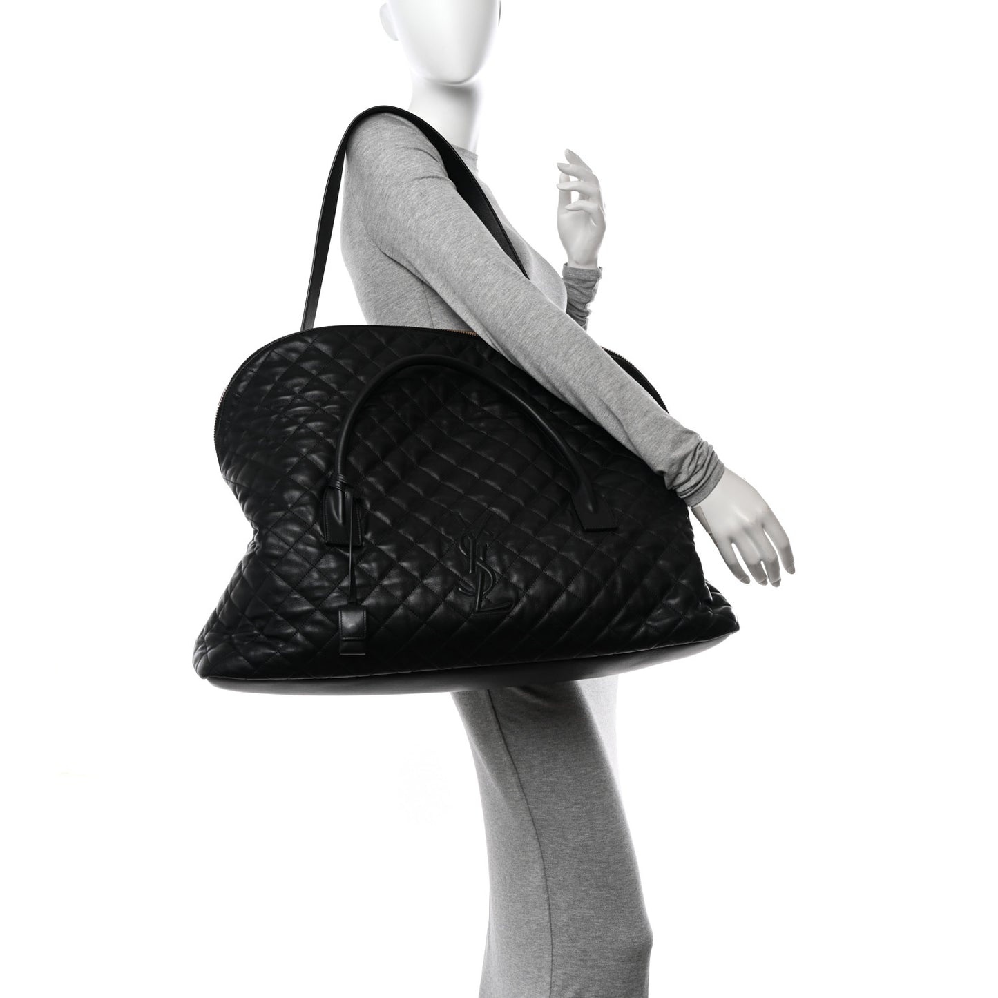 Calfskin Quilted ES Giant Travel Bag Black