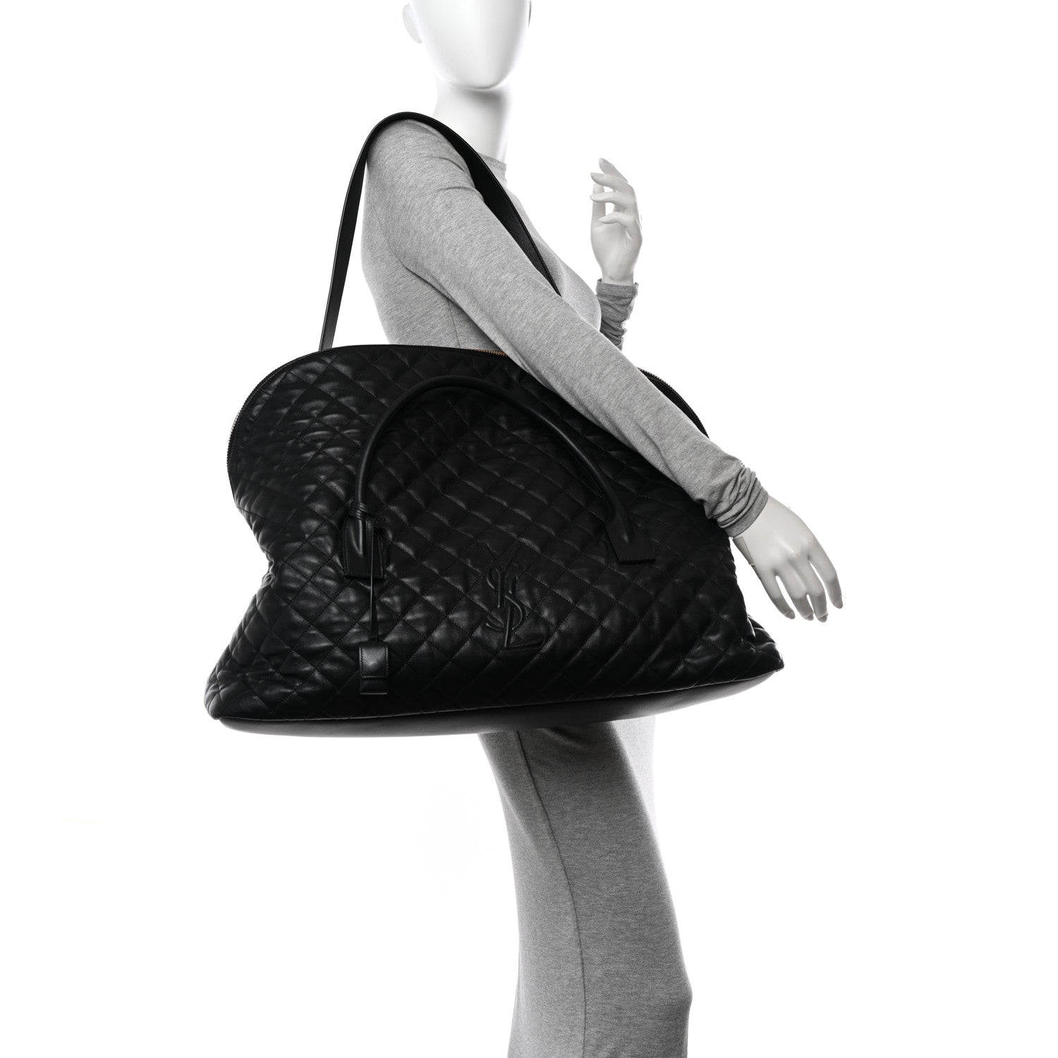 Saint Laurent Calfskin Quilted ES Giant Travel Bag Black 2 of 10