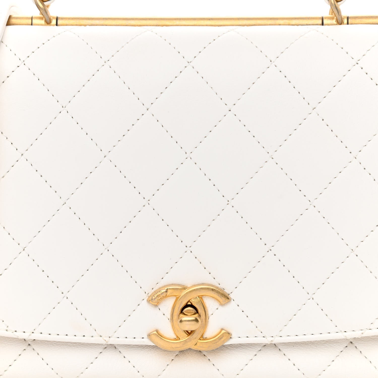 Chanel Lambskin Quilted La Parisienne Top Handle Flap White 8 of 10