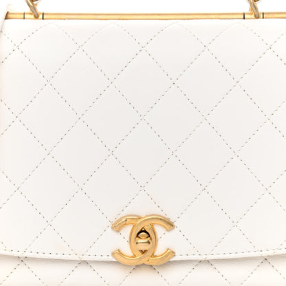 Chanel Lambskin Quilted La Parisienne Top Handle Flap White 8 of 10