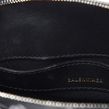 Balenciaga Calfskin Diagonal Allover Logo Print XXS Ville Top Handle Bag Black White 9 of 9