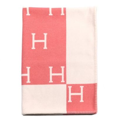 Hermes Wool Cashmere Avalon Baby Blanket Rose Airelle White 1 of 3