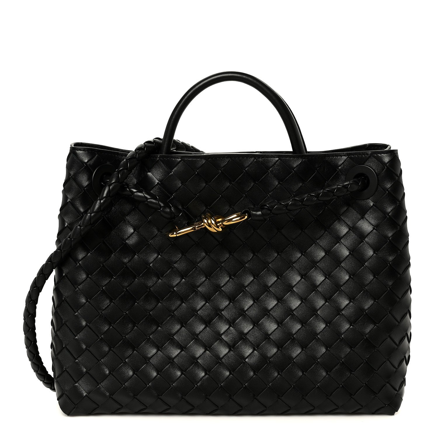 Bottega Veneta Nappa Intrecciato Medium Andiamo Shoulder Bag Black 1 of 10