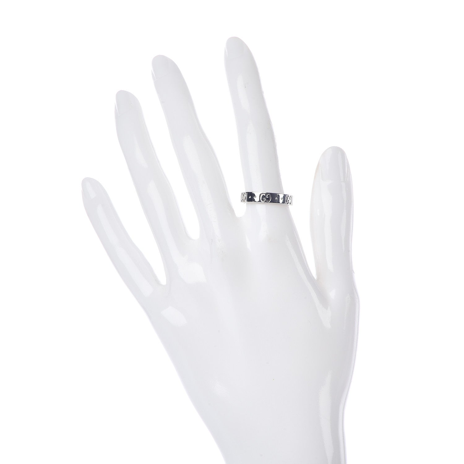 Gucci 18K White Gold 4mm Icon Thin Band Ring 54 6.75 2 of 4