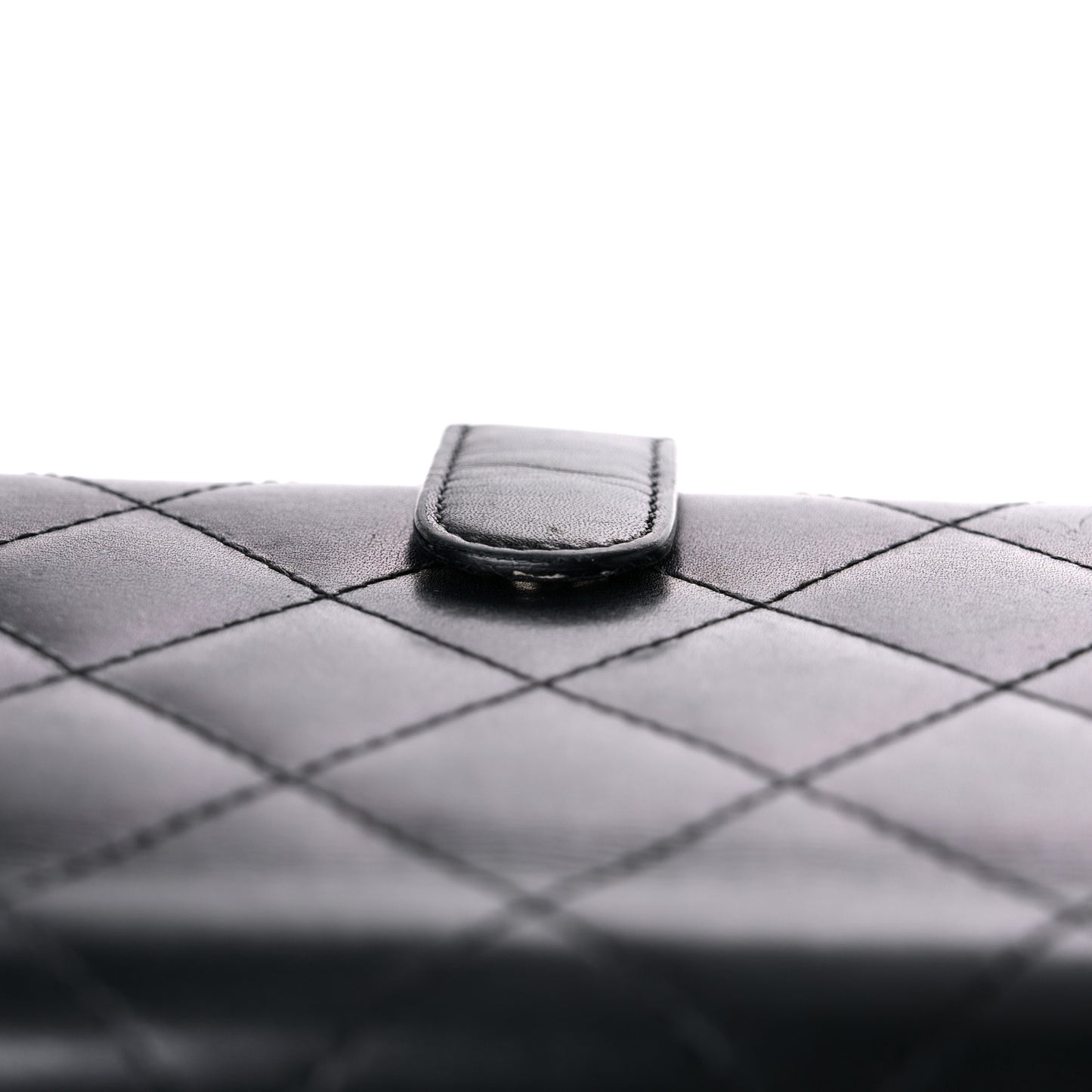 Calfskin Quilted Cambon Long Double Wallet Black