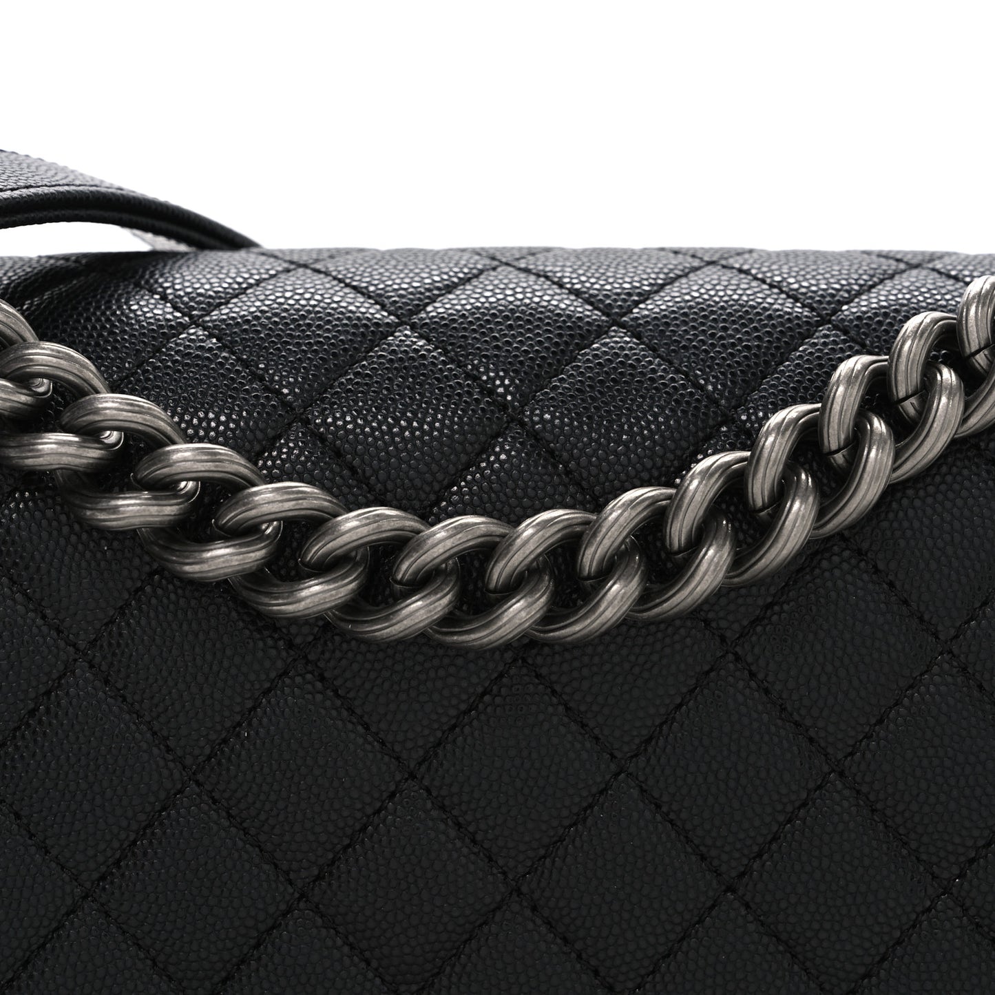 Iridescent Caviar Quilted Medium Boy Flap Black