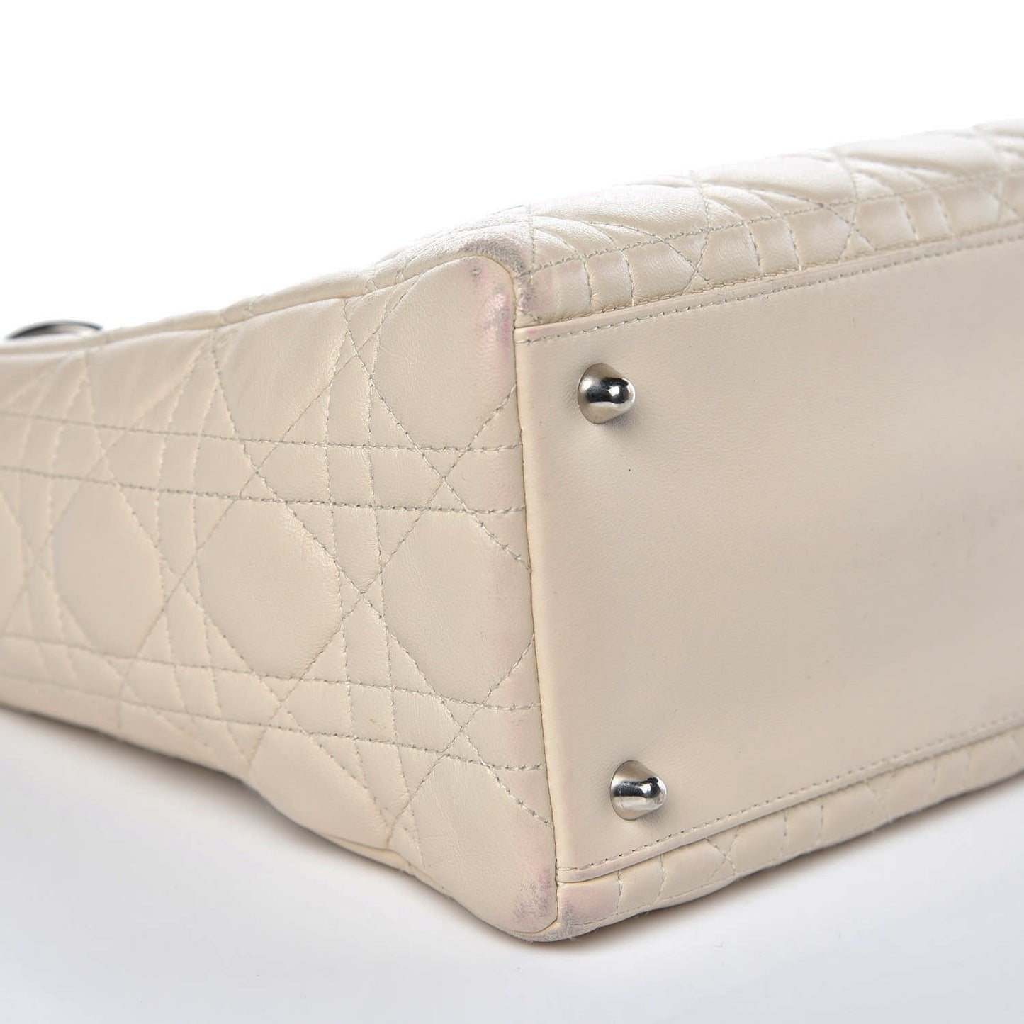 Lambskin Cannage Medium Lady Dior White