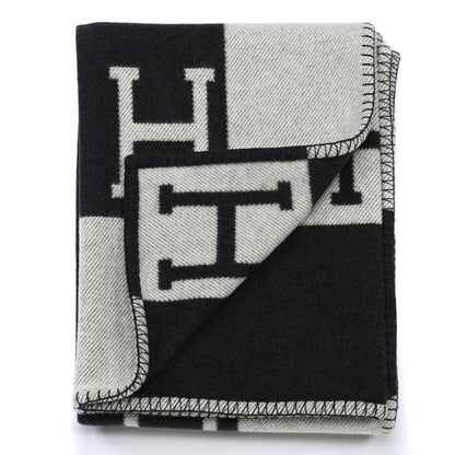Hermes Wool Cashmere Avalon Blanket Ecru Gris Fonce 3 of 6