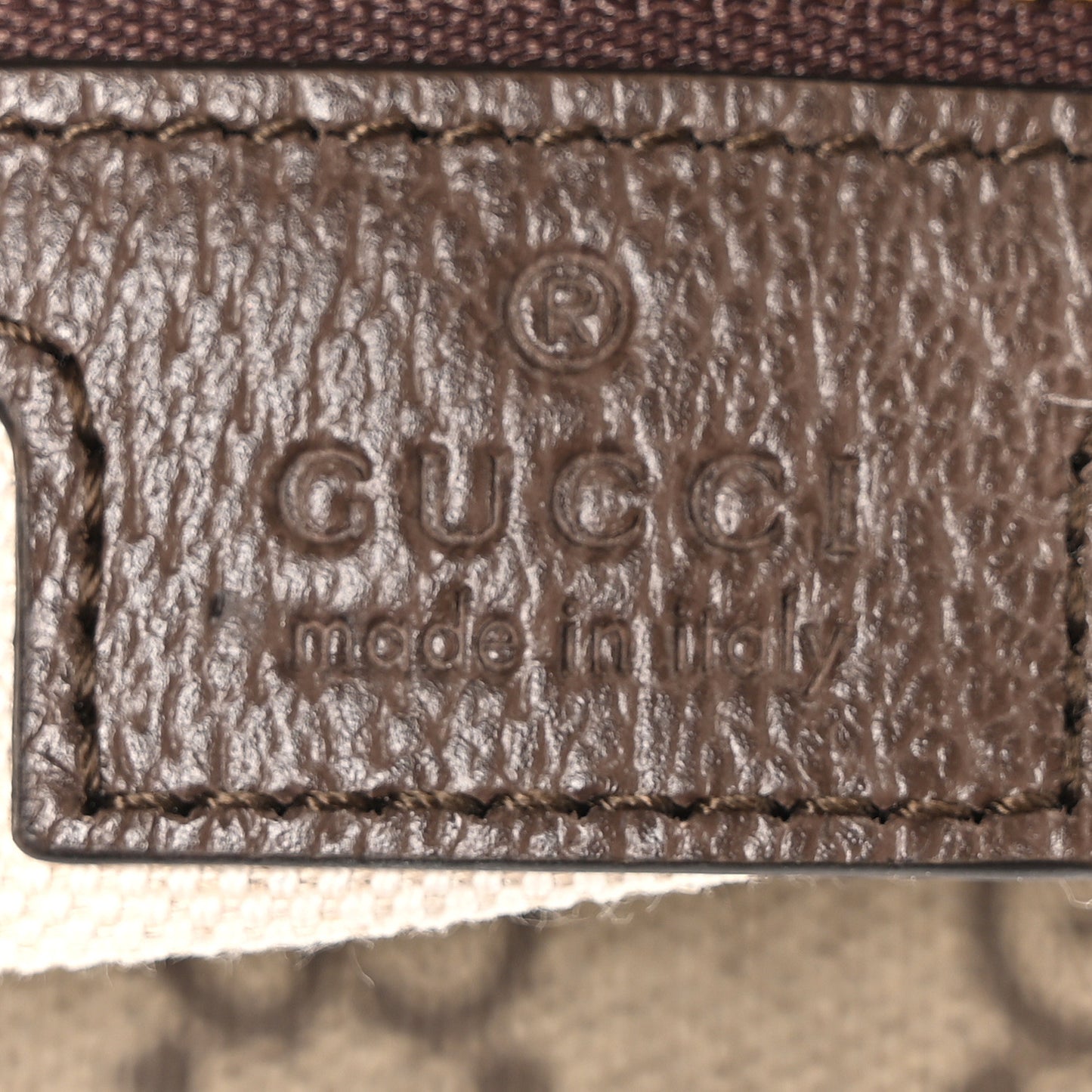 GG Supreme Monogram Textured Calfskin Web Super Mini Ophidia Shoulder Bag Beige Ebony New Acero
