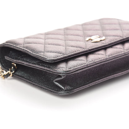 Chanel Iridescent Caviar Quilted Wallet On Chain WOC Black 9 of 11