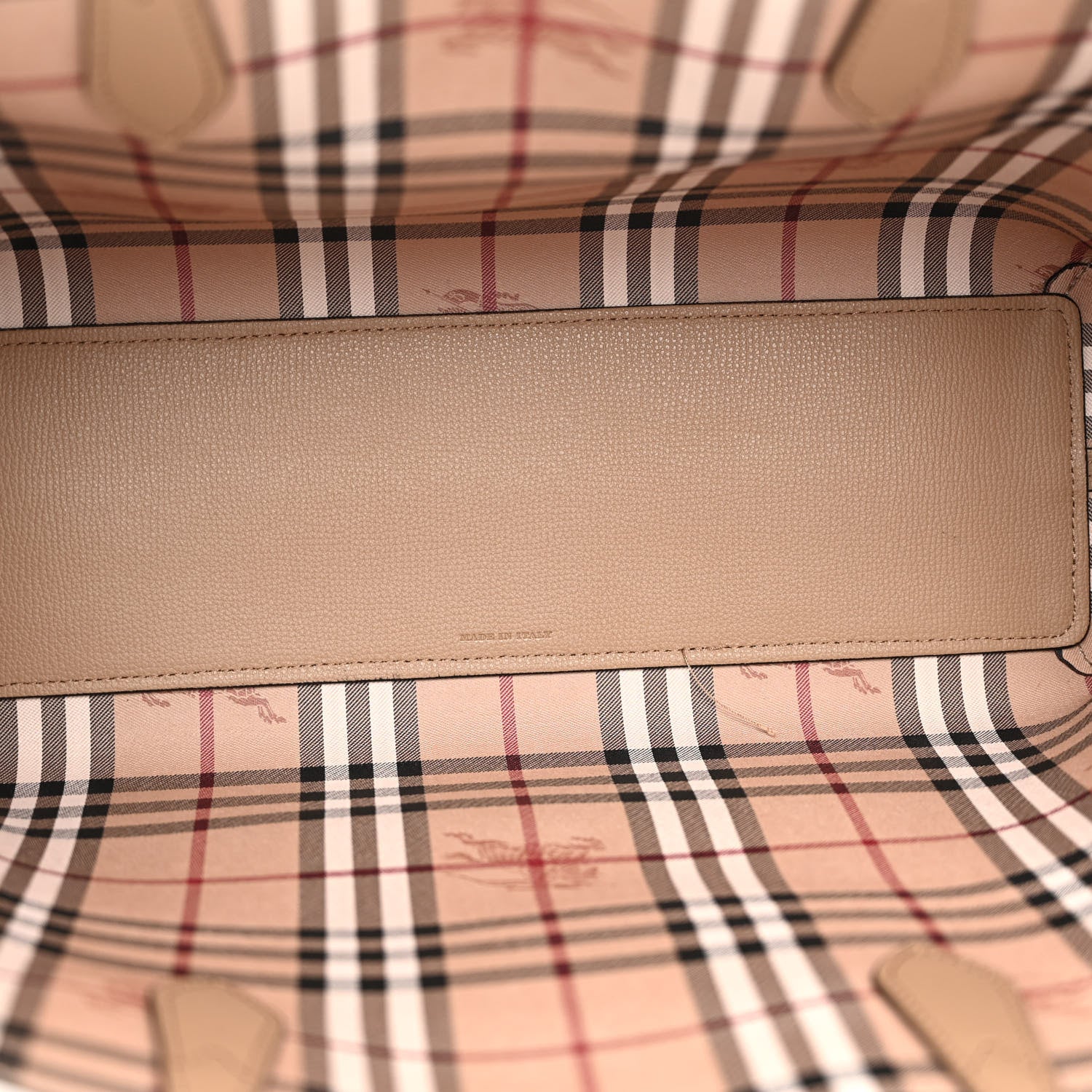 Burberry Grainy Calfskin Haymarket Check Medium Reversible Tote Camel 8 of 16