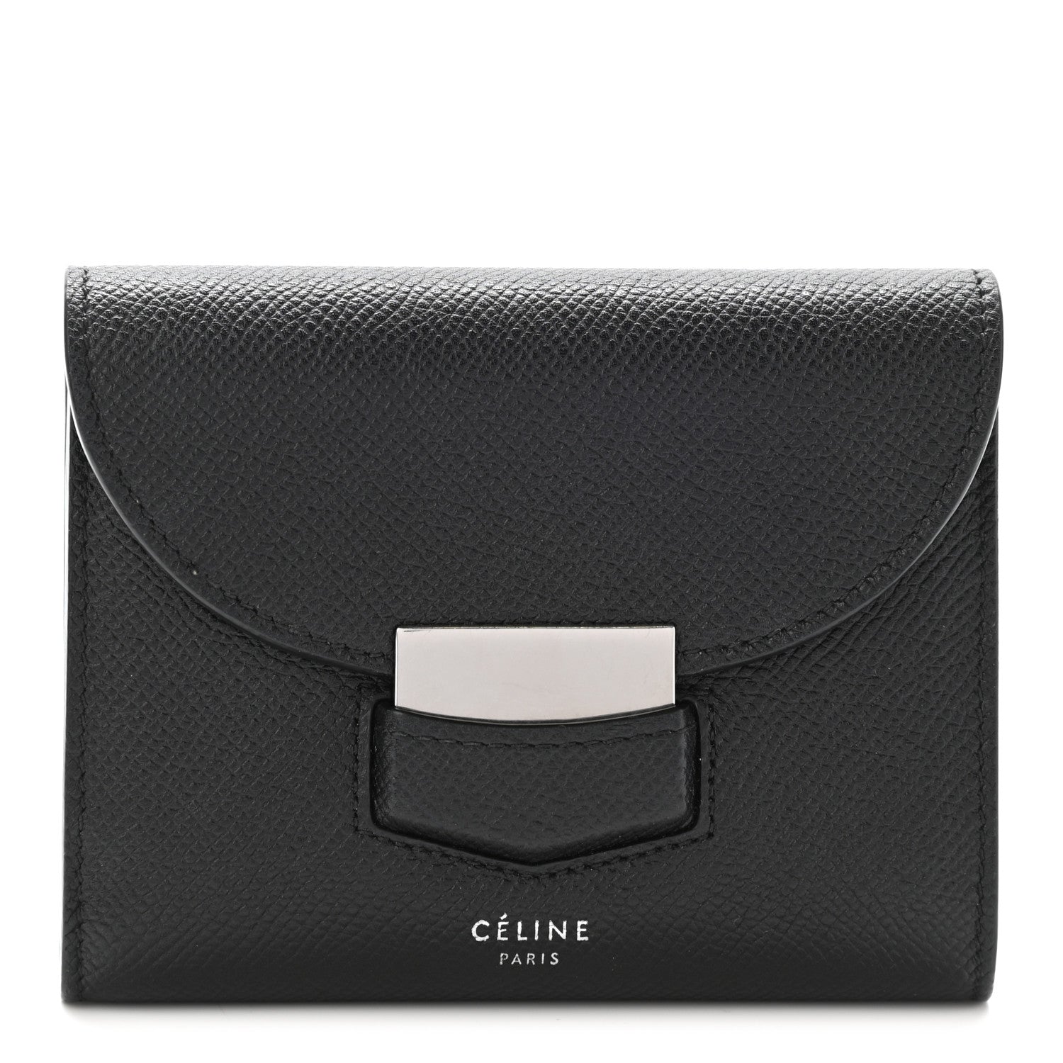 Celine Grained Calfskin Small Trotteur Multifunction Wallet Black 1 of 11