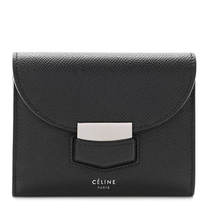 Celine Grained Calfskin Small Trotteur Multifunction Wallet Black 1 of 11
