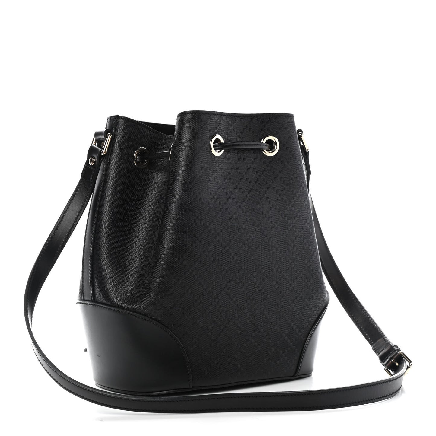 Bright Diamante Medium Bucket Bag Black
