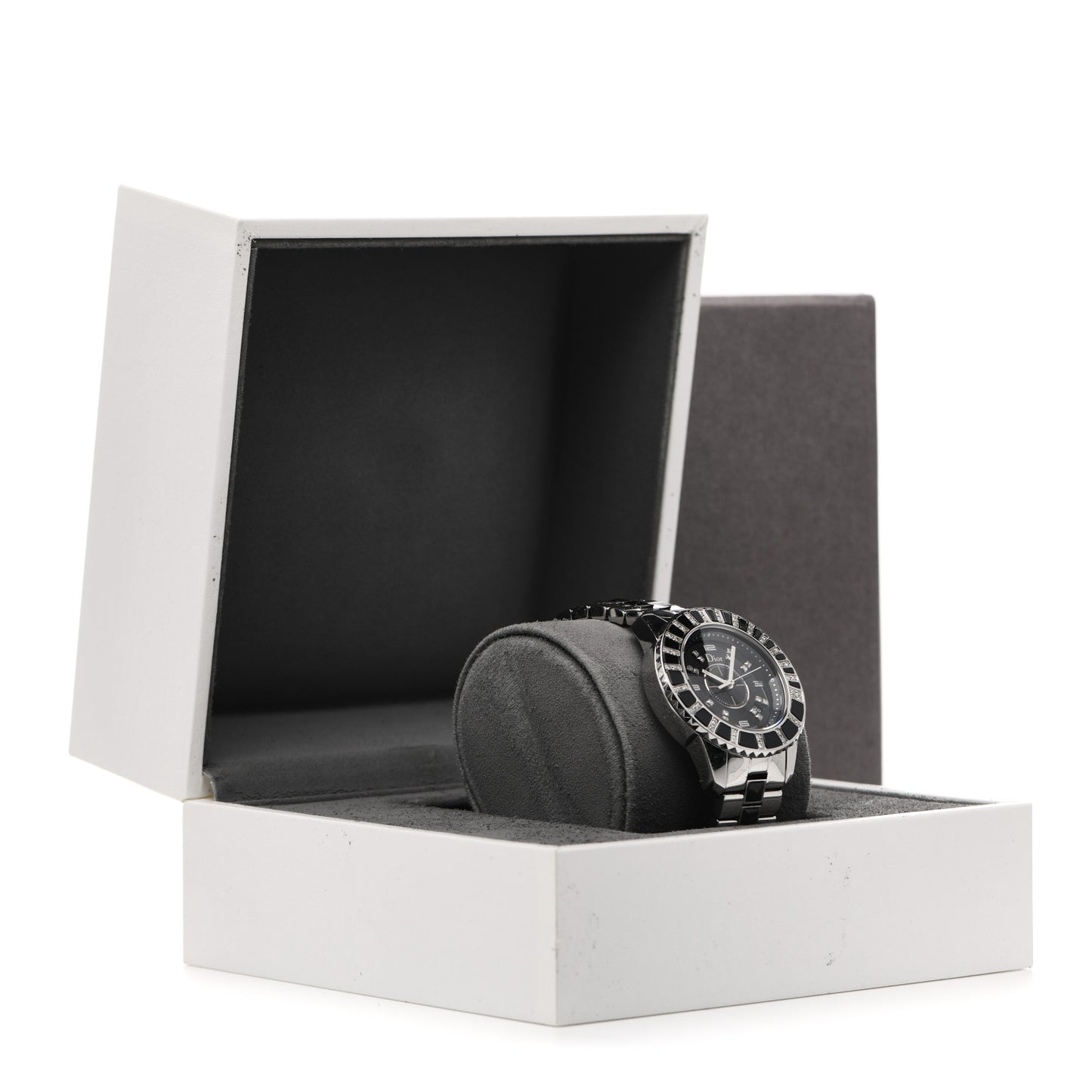 Stainless Steel Diamond Sapphire 33mm Christal Quartz Watch Black