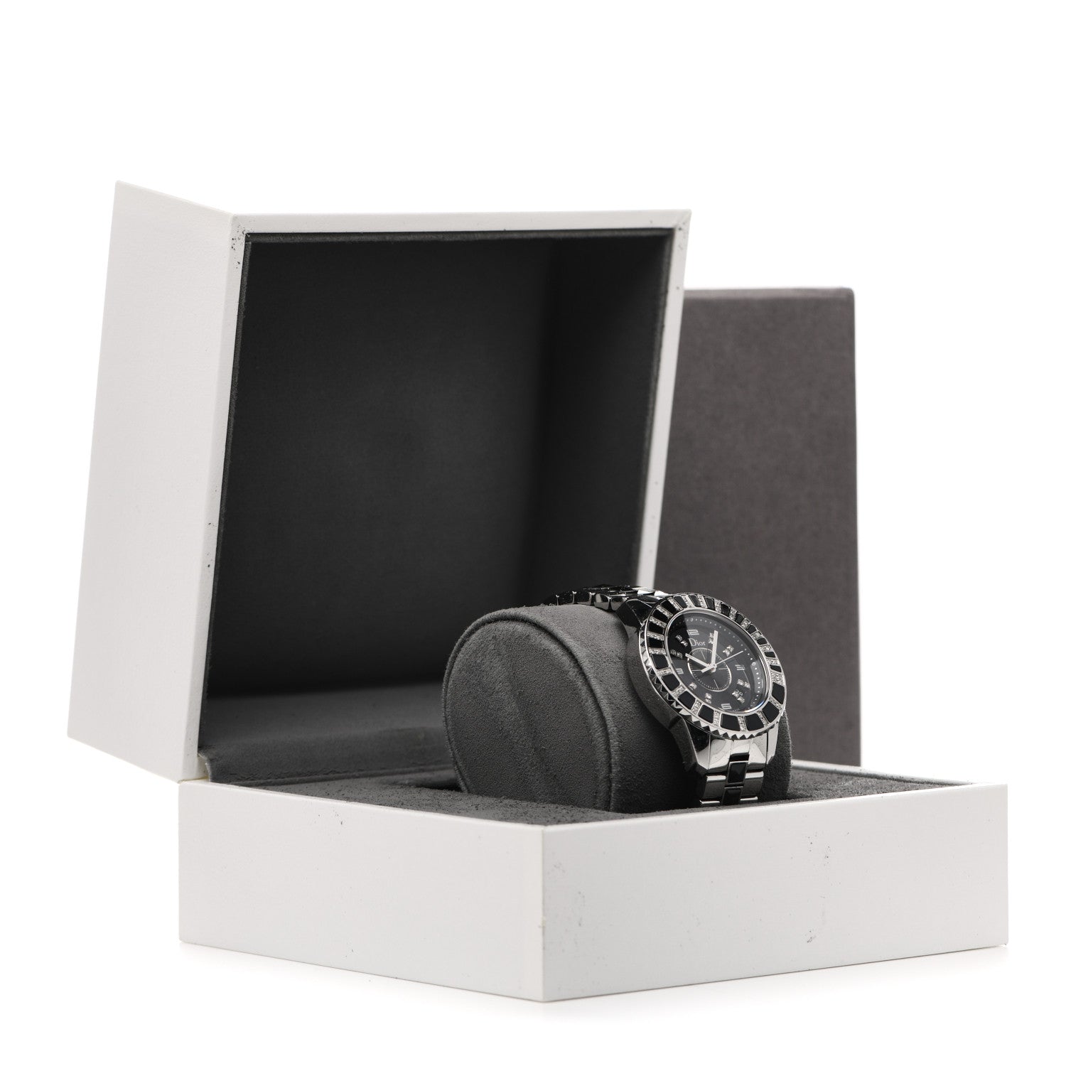 Christian Dior Stainless Steel Diamond Sapphire 33mm Christal Quartz Watch Black 6 of 6