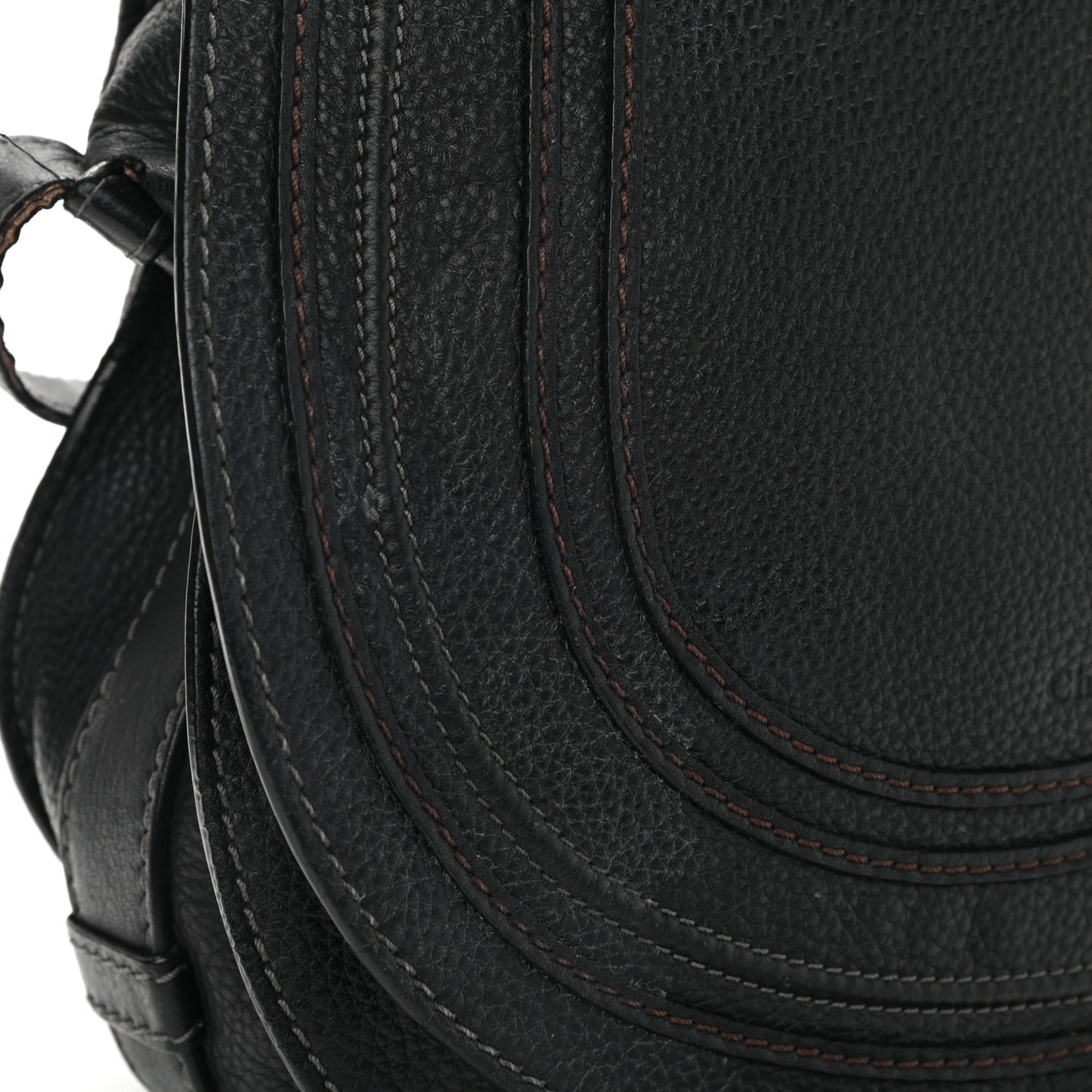 Calfskin Medium Marcie Round Crossbody Bag Black