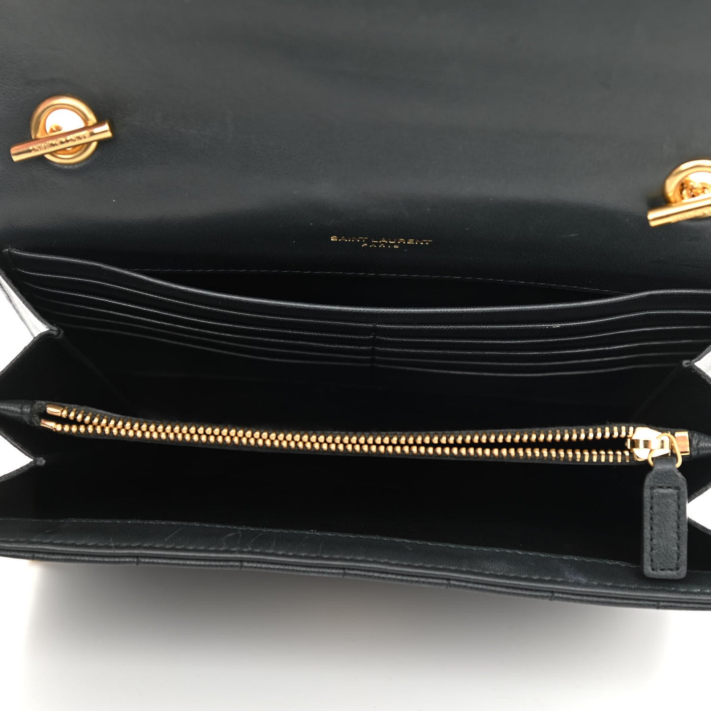 Lambskin Matelasse Monogram Vicky Chain Wallet Black