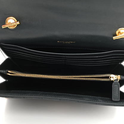 Saint Laurent Lambskin Matelasse Monogram Vicky Chain Wallet Black 4 of 13