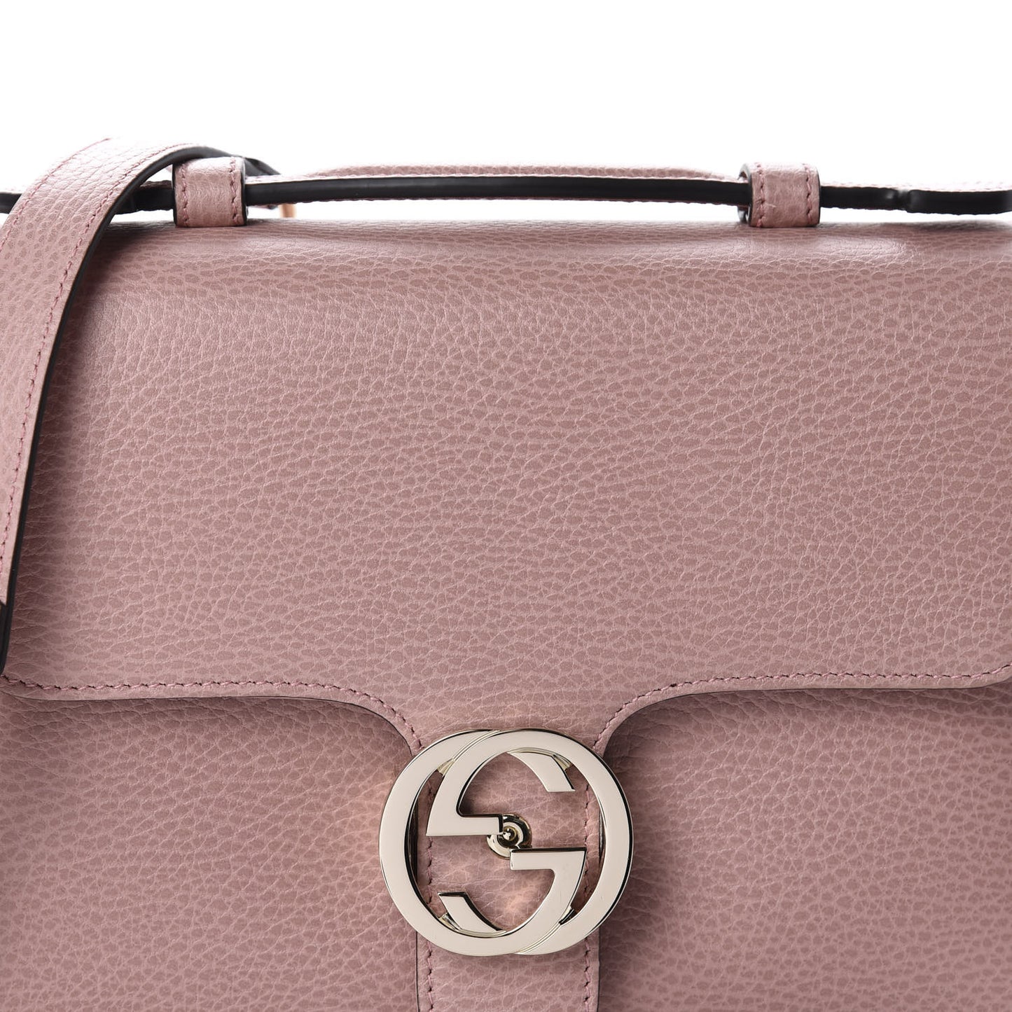 Dollar Calfskin Interlocking G Top Handle Shoulder Bag Soft Pink