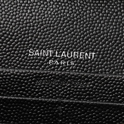 Saint Laurent Grain De Poudre Matelasse Chevron Monogram Chain Wallet Black 6 of 10