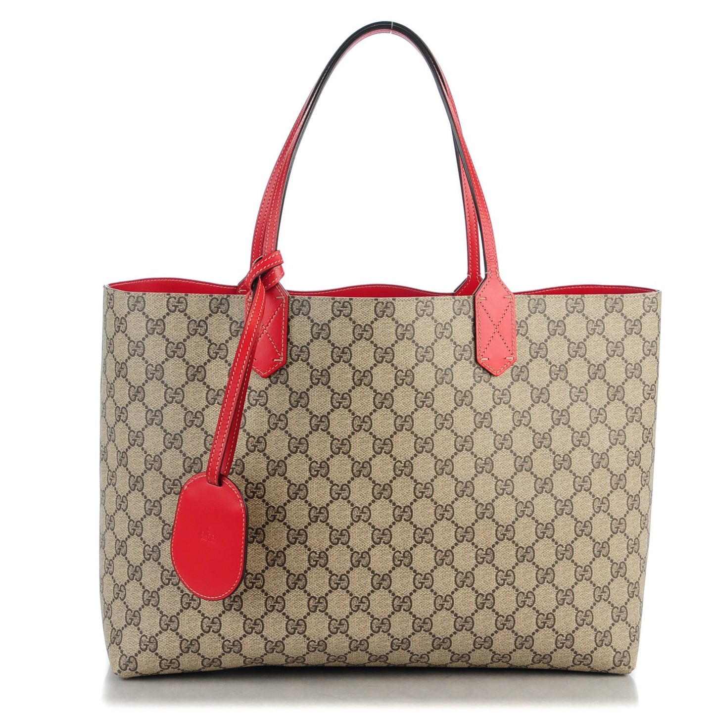 GG Supreme Monogram Medium Reversible Tote Beige Red