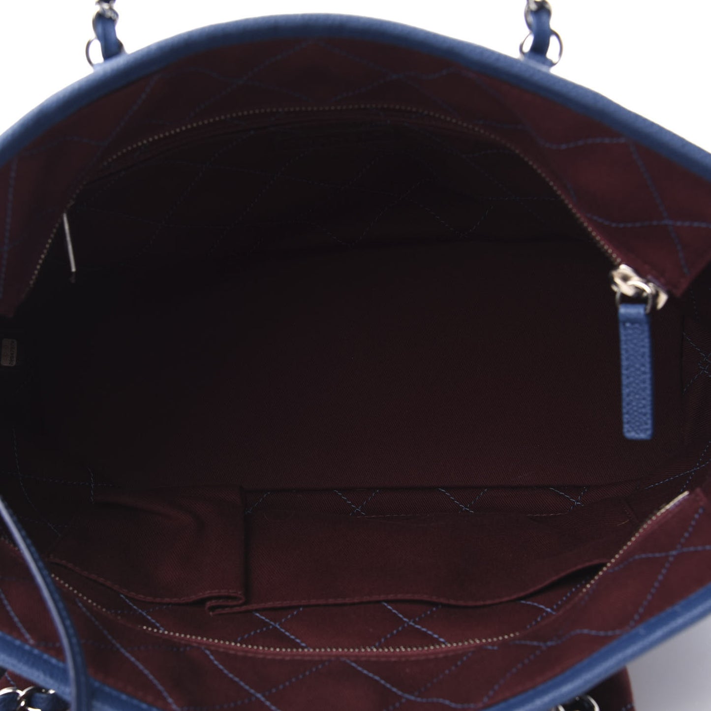 Grained Calfskin Quilted Small Daily Tote Blue