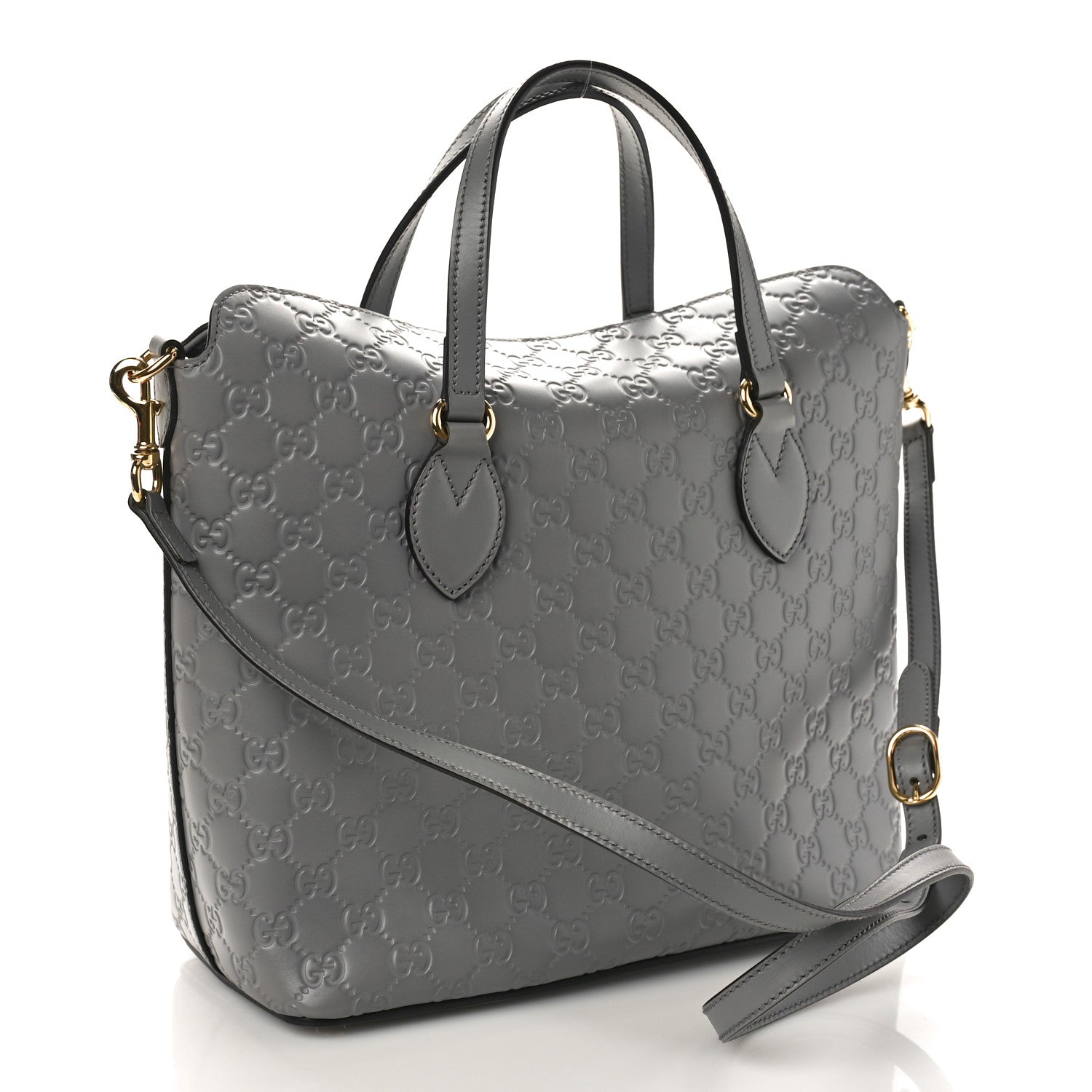 Gucci Guccissima Linea A Foldover Tote Storm Grey 2 of 9