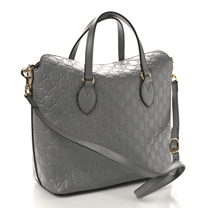 Gucci Guccissima Linea A Foldover Tote Storm Grey 2 of 9