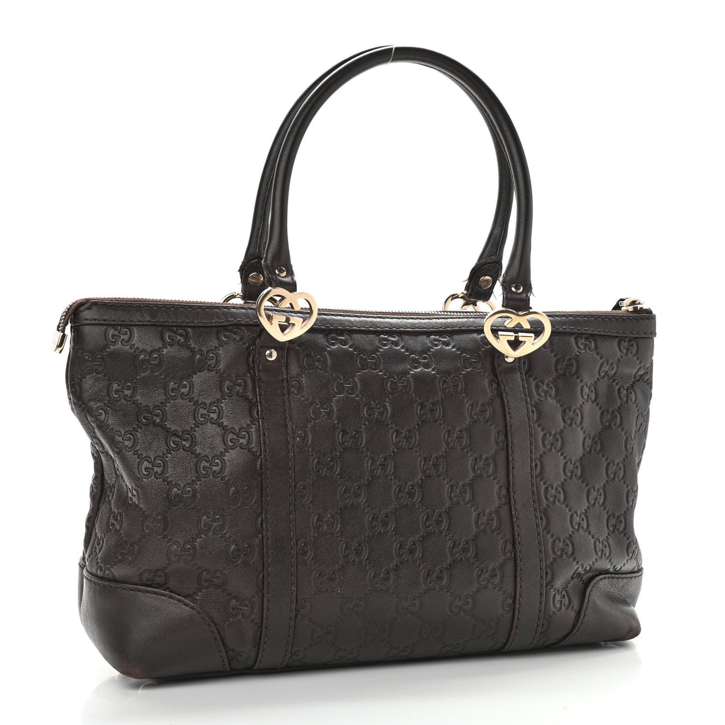Guccissima Small Lovely Heart Tote Chocolate