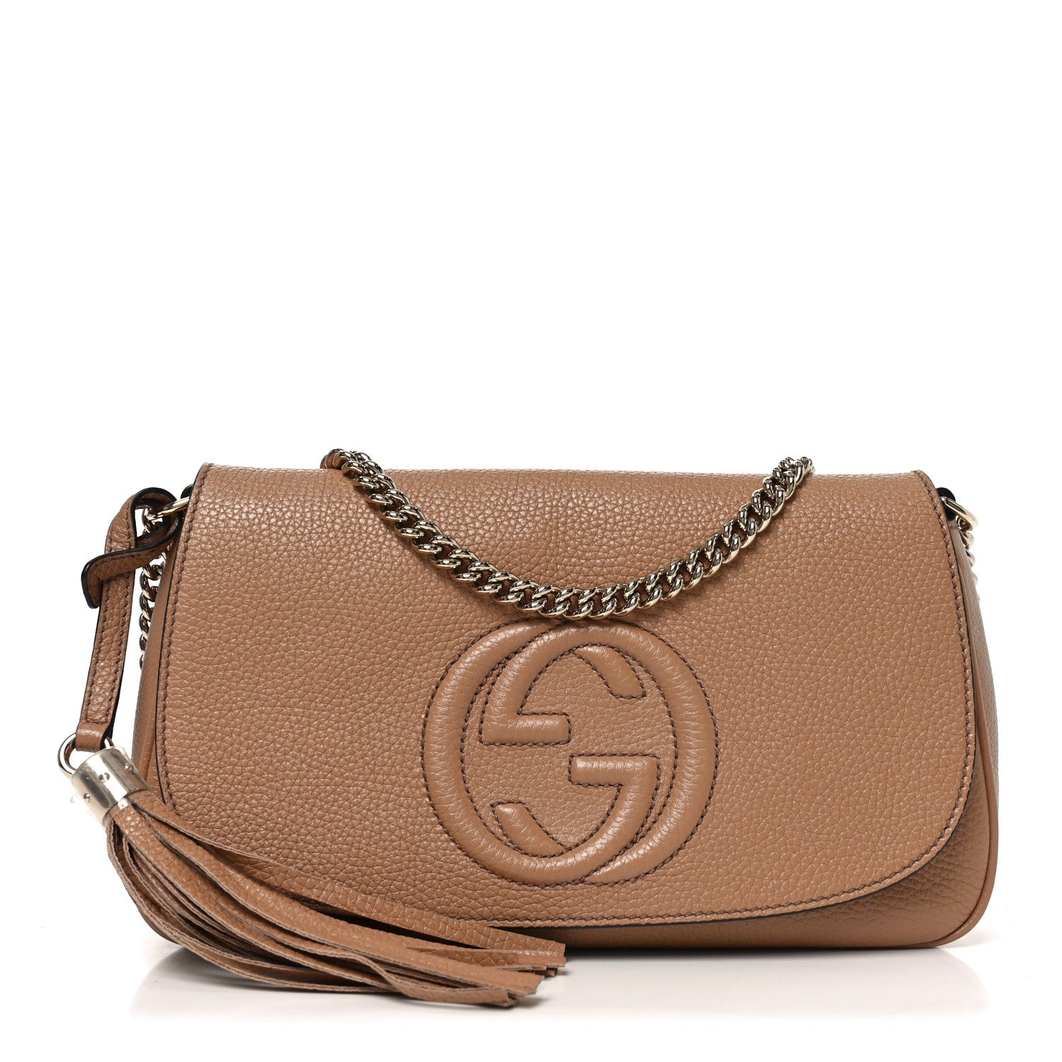 Gucci Pebbled Calfskin Medium Soho Flap Crossbody Camelia 1 of 9