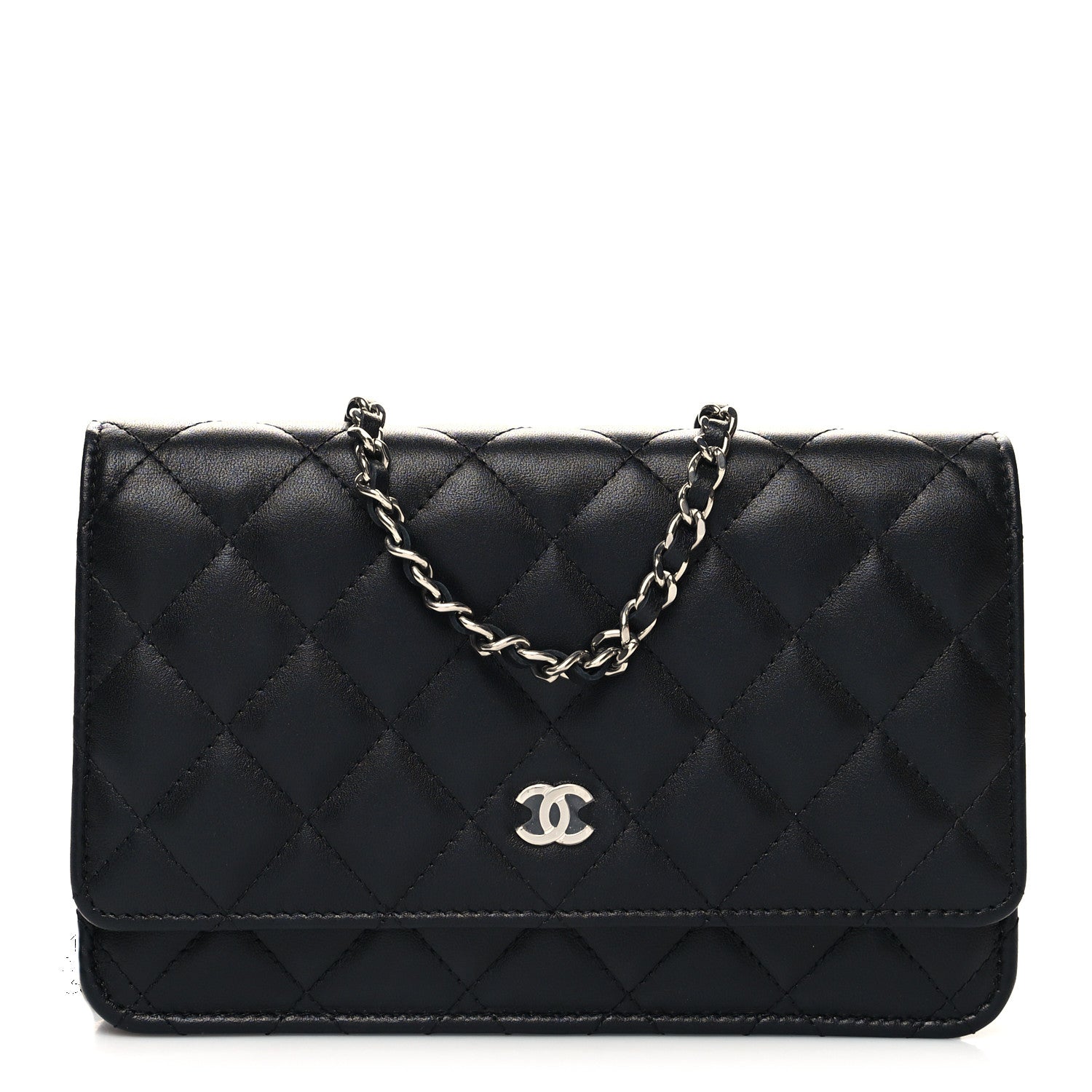 Chanel Lambskin Quilted Wallet On Chain WOC Black 1 of 12