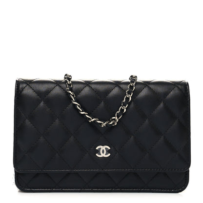 Chanel Lambskin Quilted Wallet On Chain WOC Black 1 of 12
