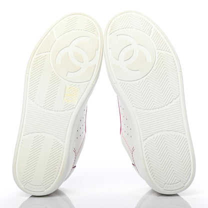 Chanel Calfskin Womens Logo Sneakers 37.5 White Pink 5 of 8