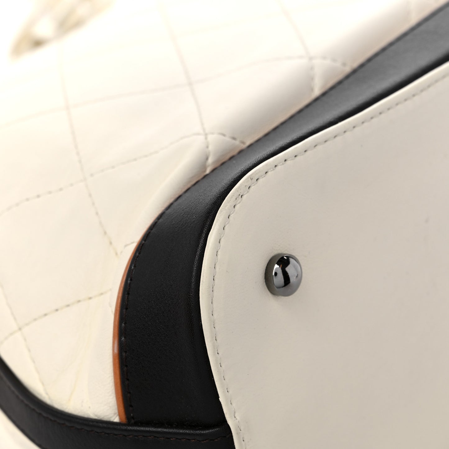 Lambskin Quilted Country Club Tote White Black
