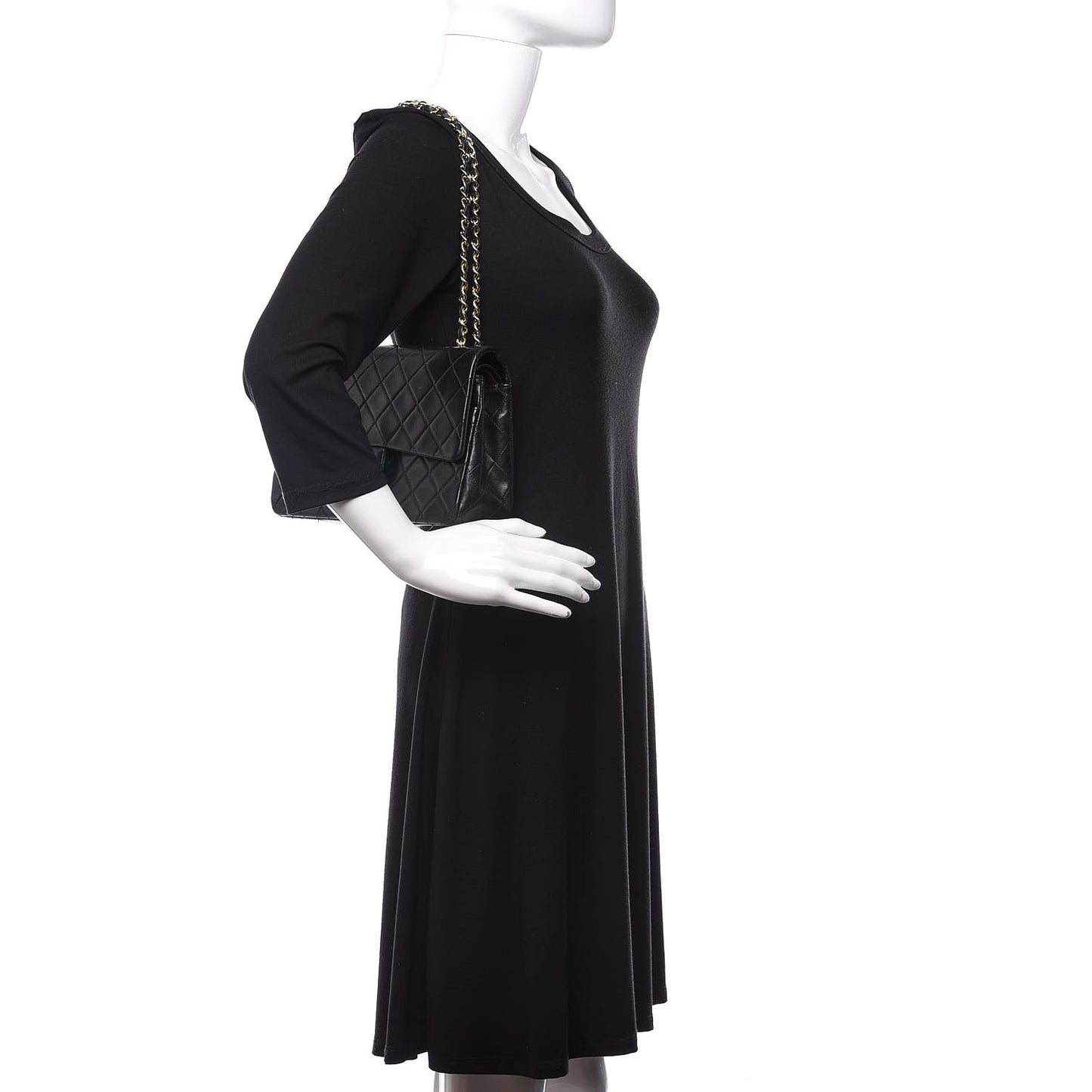 Lambskin Quilted Medium Double Flap Black