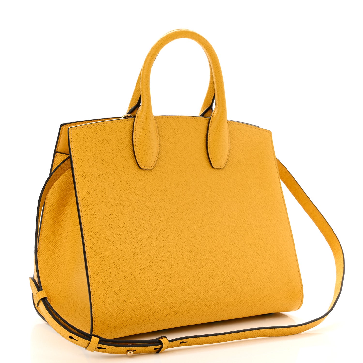 Salvatore Ferragamo Hammered Calfskin Medium The Studio Box Bag Sunshine 3 of 10