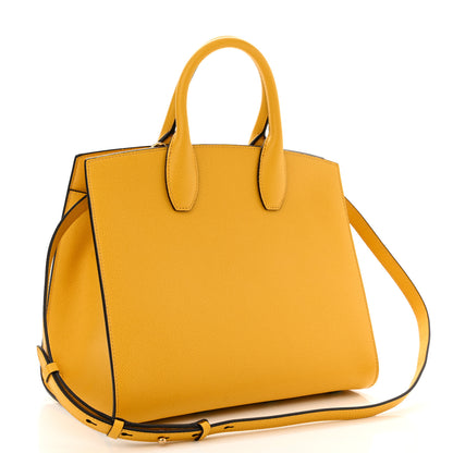 Salvatore Ferragamo Hammered Calfskin Medium The Studio Box Bag Sunshine 3 of 10