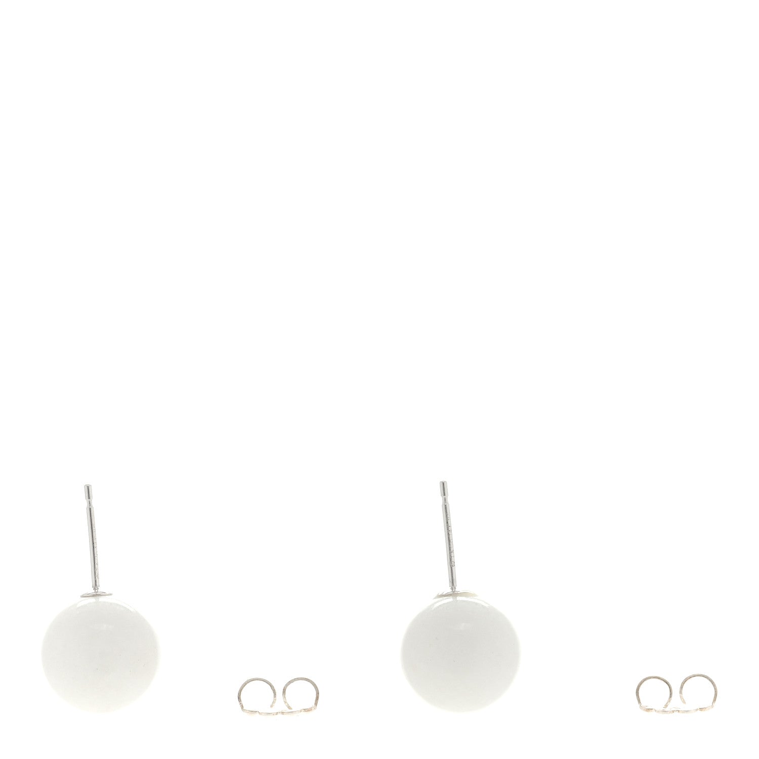 Tiffany 14K White Gold 10mm Dolomite Ball Earrings 4 of 4